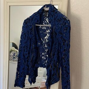 INC International Concepts Navy Lace Top